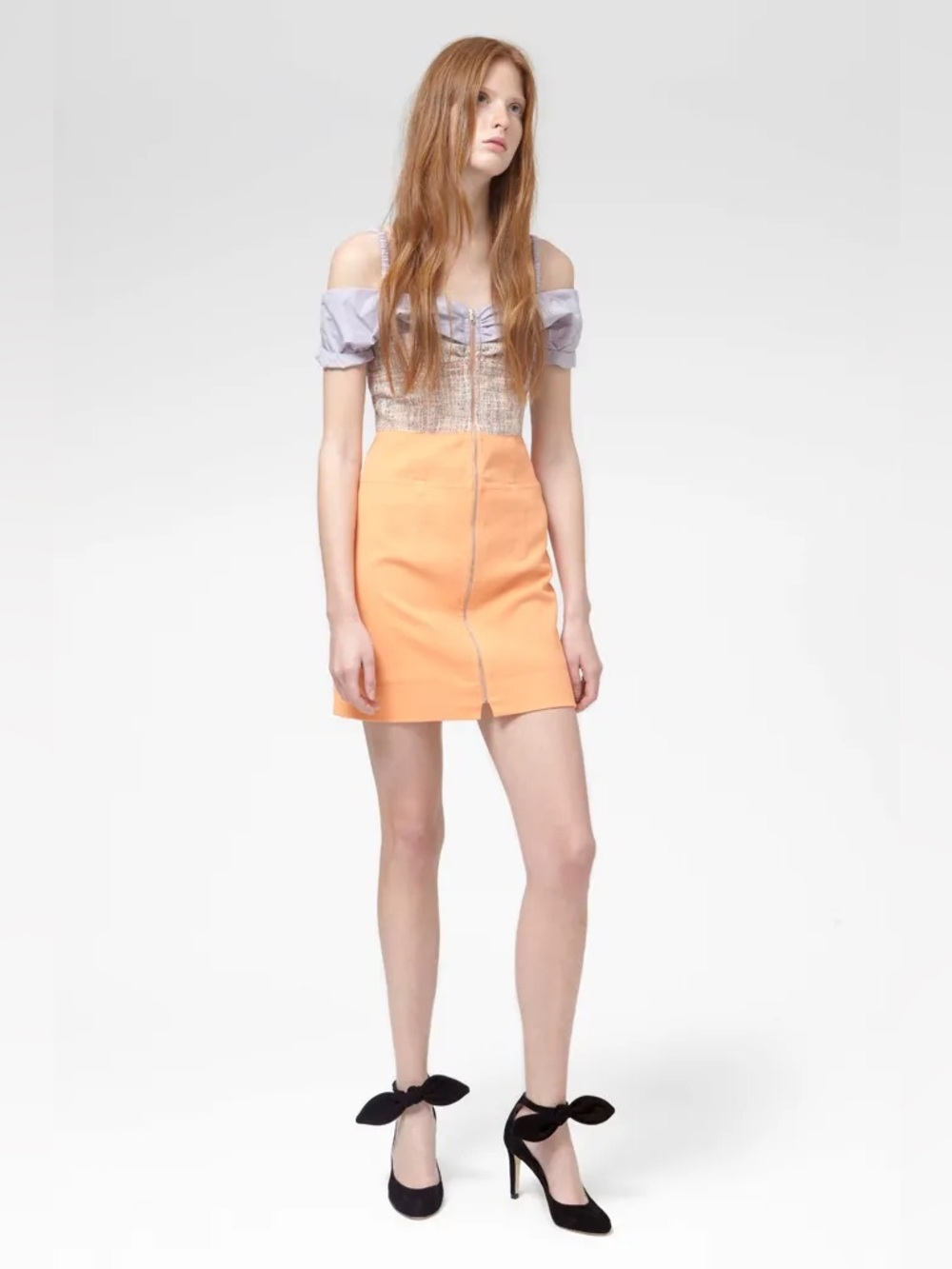 CARVEN Colorblock Off-the-Shoulder Mini Dress - Size 36 (US 4)